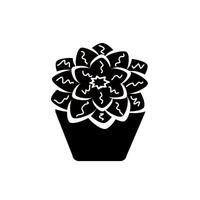 Black and white Blooming succulent of round shape in a pot vector
