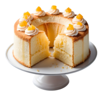 A chiffon cake with slice missing png