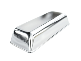 silver ingot bar, precious metal, physical stable investment transparent background, isolated graphic resource cutout png