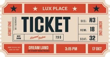 Retro Ticket Template for Print vector