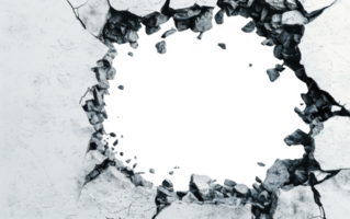 Broken Concrete Wall Hole with Debris Abstract Background Texture png