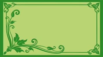 Green flower with branch at corner frame , rectangle frame design for invitation or wedding design vector