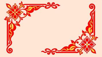 Red corner ornament megamendung like traditional batik, rectangle red frame vector