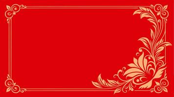 White beautiful floral frame with red background, rectangle frame flower, ornament frame for wedding design and invitation vector