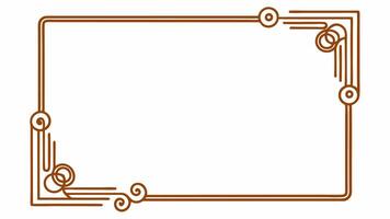 Brown lineary greometric rectangle frame design on white background for invitation or wedding frame design vector