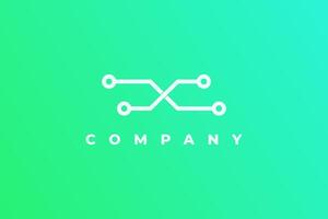letter x tech and modern network logo vector