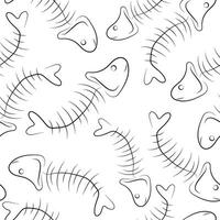 seamless pattern of organic garbage, namely the spine of an eaten fish, drawn with a contour, to fight against environmental pollution day vector