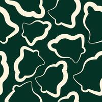 seamless pattern with new year icons of christmas bell drawn in line art style on dark green background vector