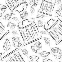 seamless pattern of tin cans and trash cans, to fight against environmental pollution day vector