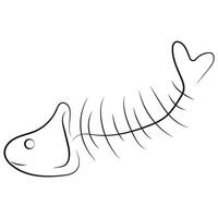 icon of organic garbage, namely the spine of an eaten fish, drawn in outline, to fight against environmental pollution day vector