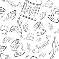 seamless pattern with various types of garbage and a garbage can drawn in outline, to fight against environmental pollution day vector