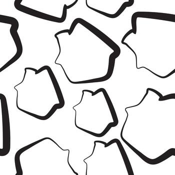 seamless pattern with New Year's icons of a gingerbread house drawn with a contour in the style of line art vector