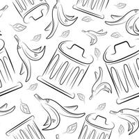 seamless pattern with banana skins and garbage can, to fight against environmental pollution day vector