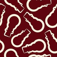 seamless pattern with Christmas icons of a snowman in a square hat drawn in line art style on a dark red background vector