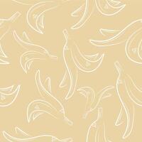 seamless pattern with banana peels drawn in outline on a buttery yellow background, to fight against environmental pollution day vector