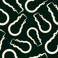 seamless pattern with Christmas icons of a snowman in a square hat drawn in line art style on a dark green background vector