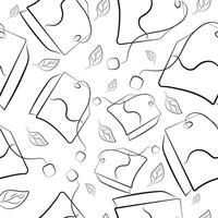 seamless pattern made of garbage namely a used tea bag drawn with a black outline, to fight against environmental pollution day vector