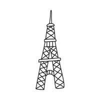 Eiffel Tower in doodle style. Isolated on white background vector