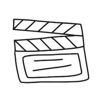 Movie clapperboard in doodle style. isolated on white background vector