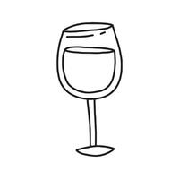 Glass of wine in doodle style. isolated on white background vector