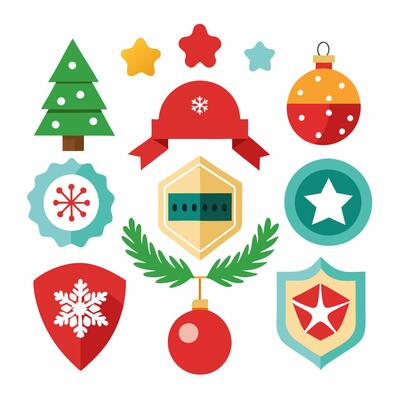 A Set Of Christmas Ornament Illustration