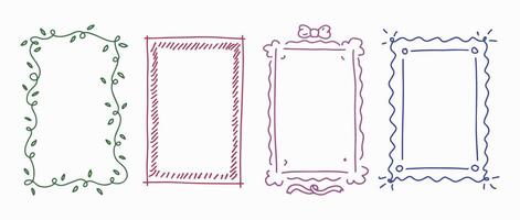 Hand drawn text frames, empty line art borders and doodles for texts and pictures. design elements. vector