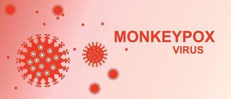 Monke Illustration of monkeypox virus particles in red with bold Monkeypox Virus text on a soft gradient background. vector