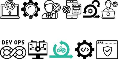DevOps methodology and software development icon design vector