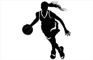 Female Basketball Player Silhouette - Powerful Athlete Stock Design vector