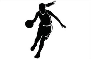 Female Basketball Player Silhouette - Strong Female Athlete Design vector
