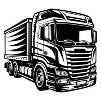 Monochrome illustration with a truck as a template for the design. vector