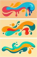 Set of three abstract banners with colored liquid flows vector