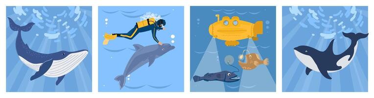 Set of different cartoon illustrations vector