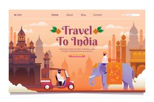 Travel to India landing page in gradient style vector