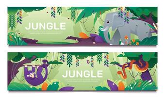 Jungle banner template set in gradient style vector