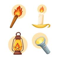 Lighting Tools Evolution Object Collection Set Cartoon Illustration vector