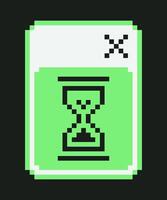 Pixel Art Loading Screen Hourglass Retro Icon. vector