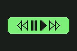 Pixel Art Music Player Controls Bar Retro. vector