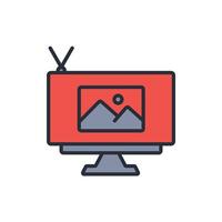 Television icon. .Editable stroke.linear style sign for use web design,logo.Symbol illustration. vector
