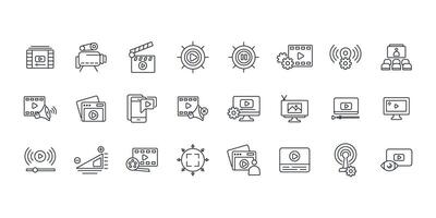 media icon set..Editable stroke.linear style sign for use web design,logo.Symbol illustration. vector