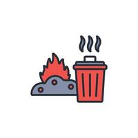 burning waste icon. .Editable stroke.linear style sign for use web design,logo.Symbol illustration. vector