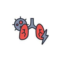 Pneumonia icon. .Editable stroke.linear style sign for use web design,logo.Symbol illustration. vector