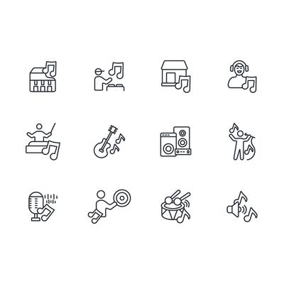 music icon. .Editable stroke.linear style sign for use web design,logo.Symbol illustration.
