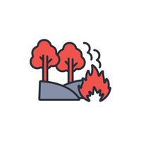 Forest fire icon. .Editable stroke.linear style sign for use web design,logo.Symbol illustration. vector