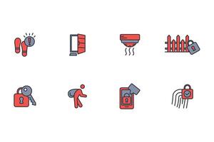 Home security icon set..Editable stroke.linear style sign for use web design,logo.Symbol illustration. vector