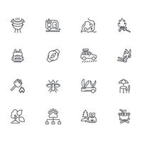 Camping icon set..Editable stroke.linear style sign for use web design,logo.Symbol illustration. vector