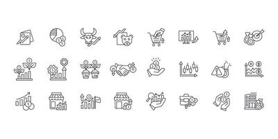 Stock market icon set..Editable stroke.linear style sign for use web design,logo.Symbol illustration. vector