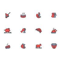 Meat icon set..Editable stroke.linear style sign for use web design,logo.Symbol illustration. vector