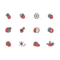 Brain icon set..Editable stroke.linear style sign for use web design,logo.Symbol illustration. vector