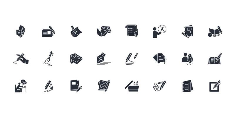 writing icon set..Editable stroke.linear style sign for use web design,logo.Symbol illustration.